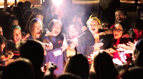 Students celebrating at workshop